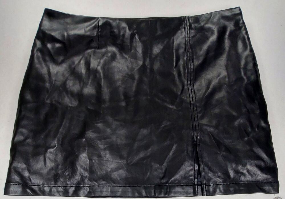 Juicy Couture Black Faux Leather A-Line Mini Skirt Women Y2K Club EDGY XXL